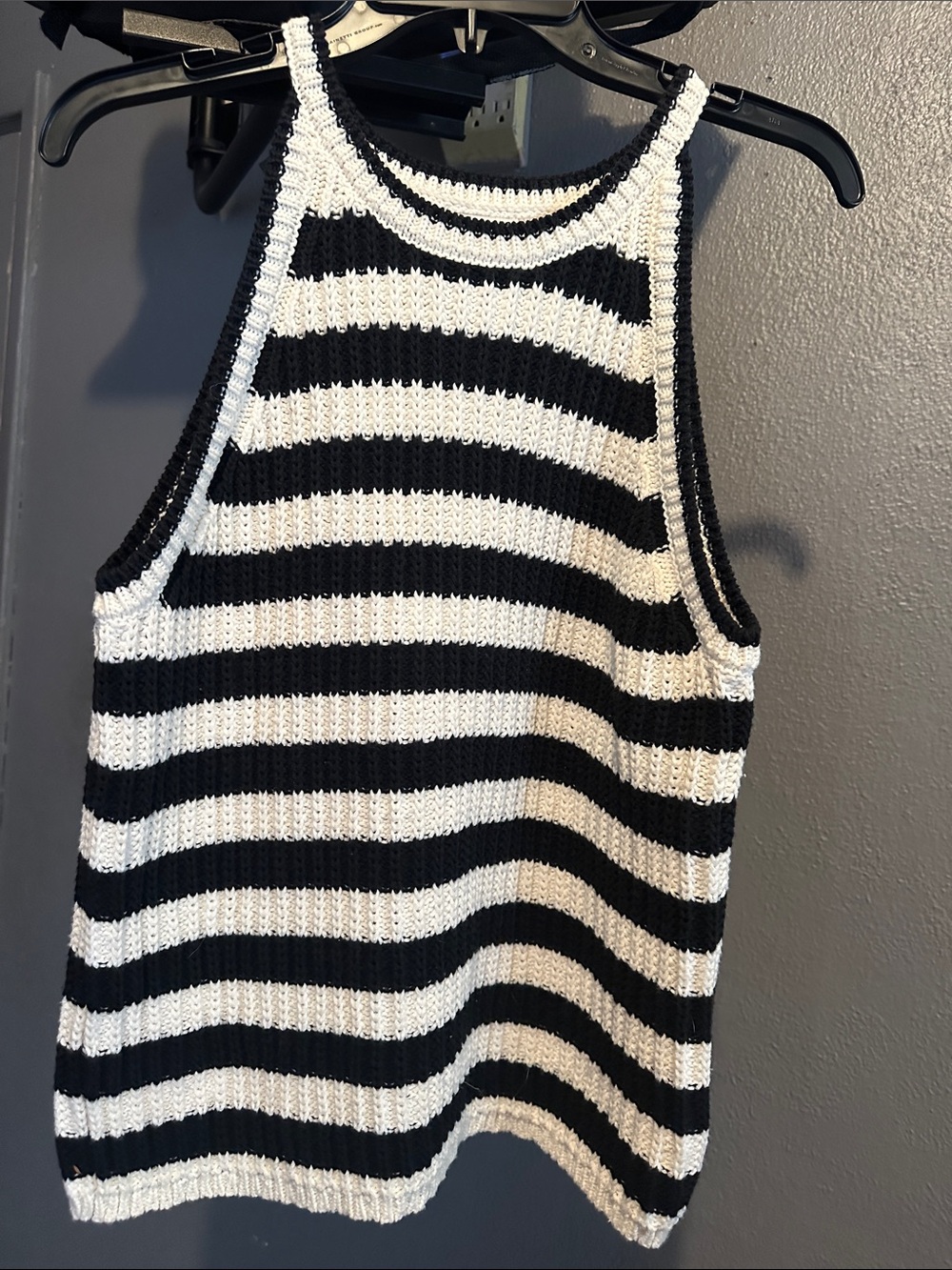 a new day Black and White Striped Knit Tank Top